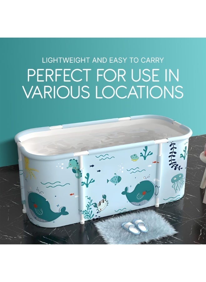 Jourvent 140cm/120cm Waterproof Large Portable Foldable Layer Bathtub and Family SPA Soaking Tub Barrel, Household Shower Bathtub with water-filled seat cushion *1, inflatable backrest *1, drain pipe *1, air pump *1, storage bag *1 - Image 2